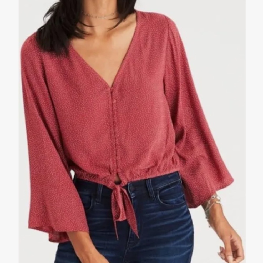 American Eagle button up dot Crop Top